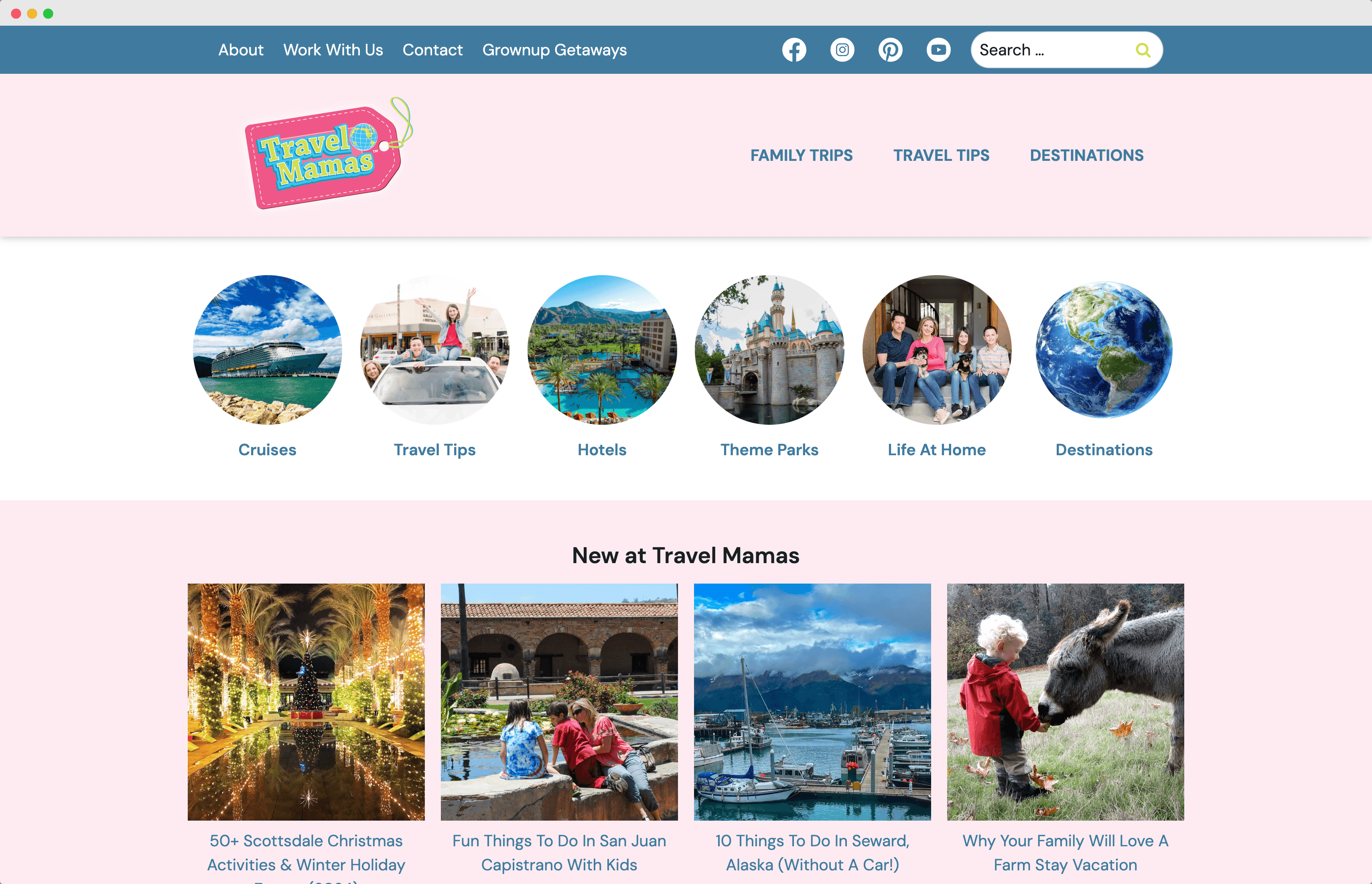 a screenshot of travelmamas.com landing page