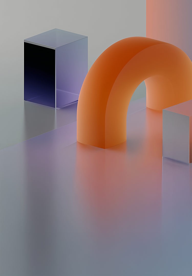 The future enterprise represented through interalated AI generated geometric shapes