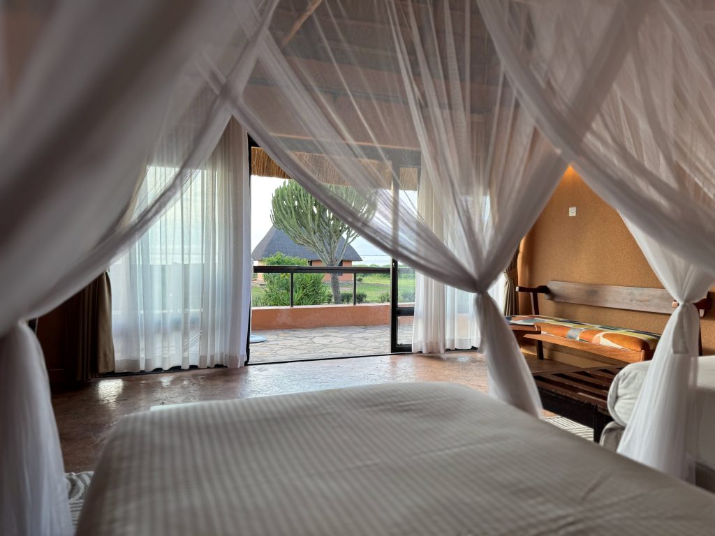 cottage room with open front door