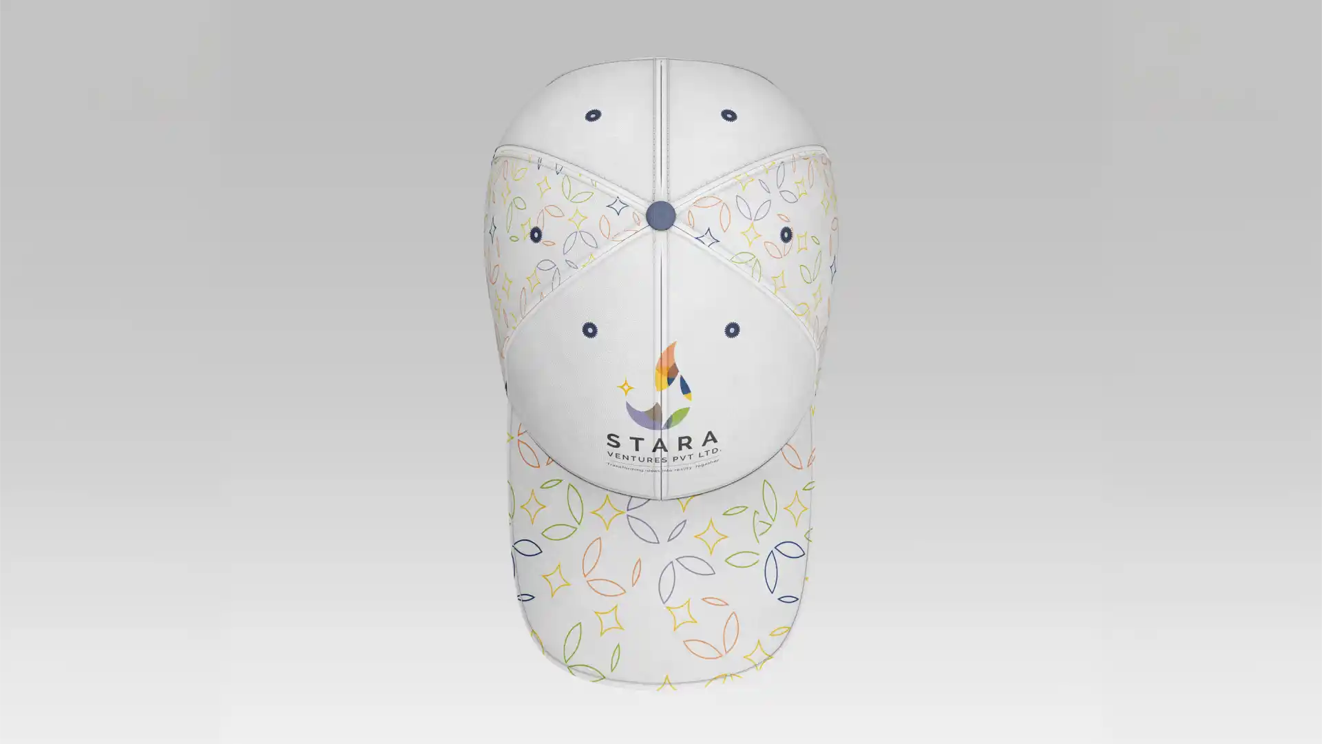 Stara Ventures branded corporate cap with logo and pattern print