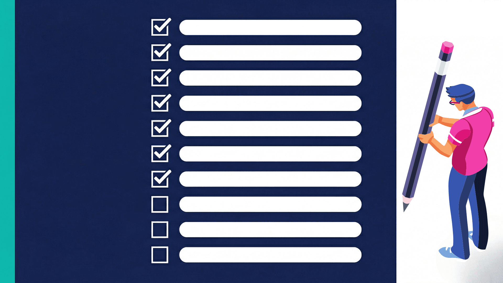 E-E-A-Tセルフチェック10項目のうち7項目が完了し3項目が未チェックのチェックリストイメージ