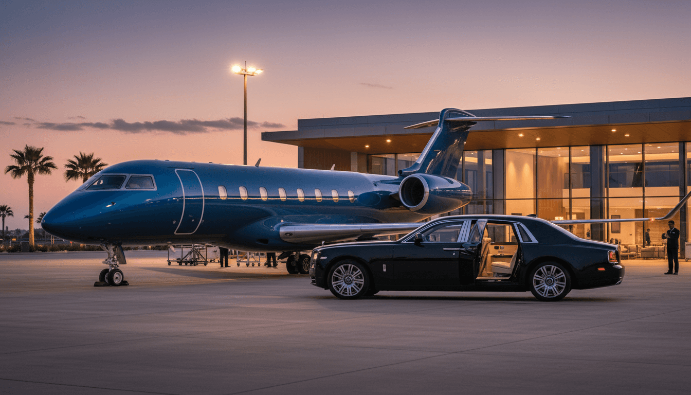 Private terminal FBO with a VIP car connection to a business jet — Seoul Middle East route handling