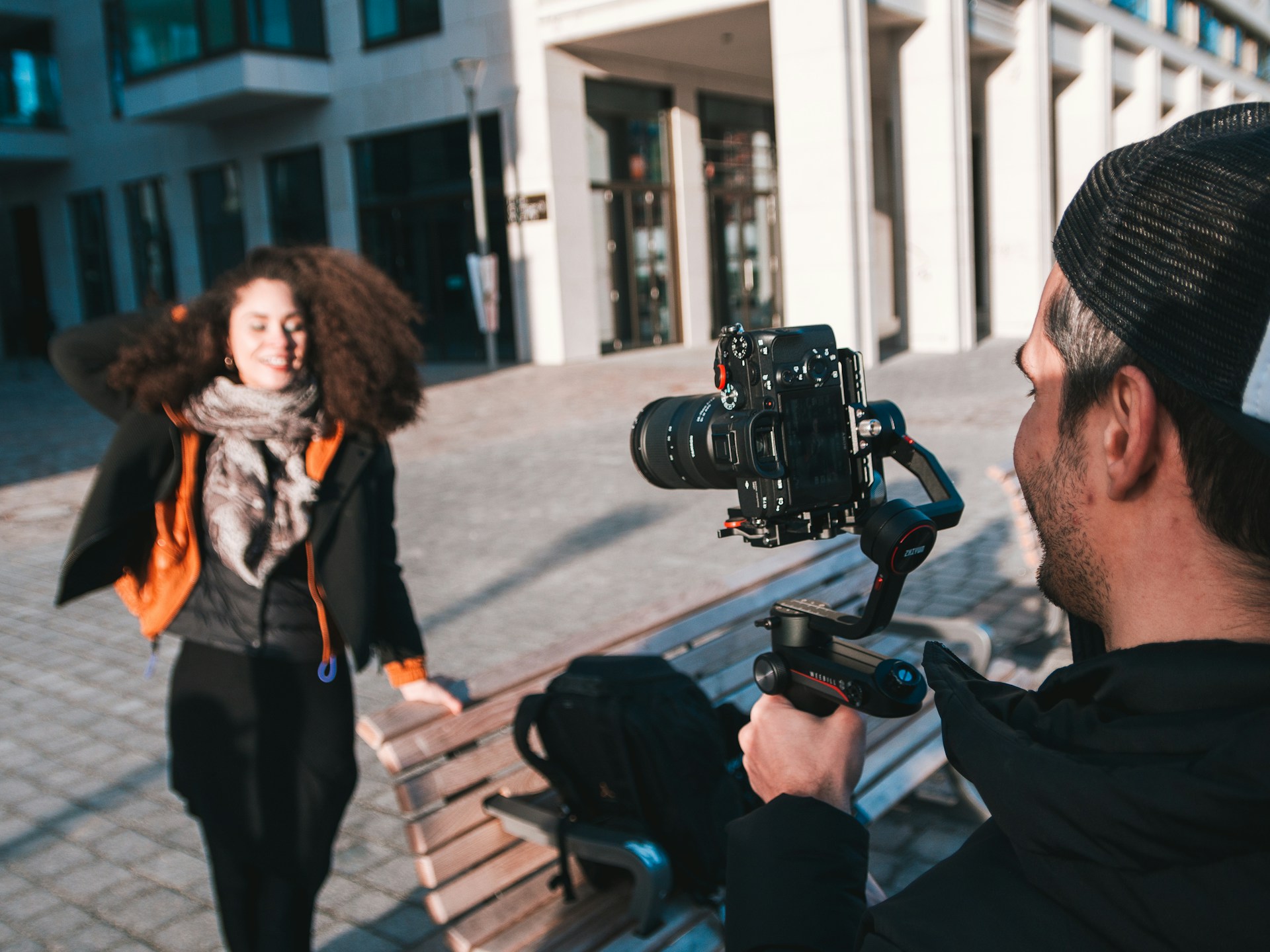 Photographer working with a model client