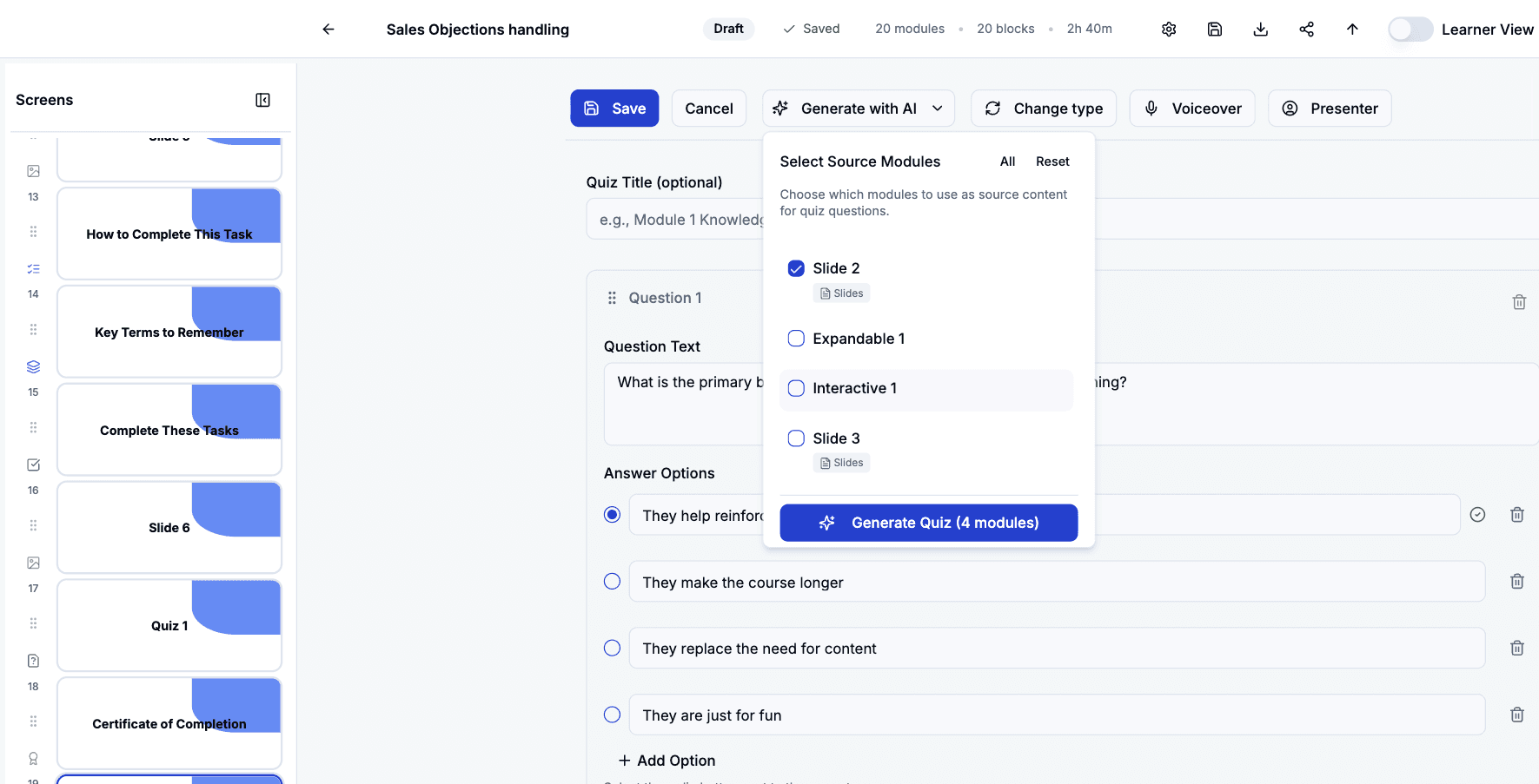 Include 'Interactive 1' to pull questions from this interactive module as well.