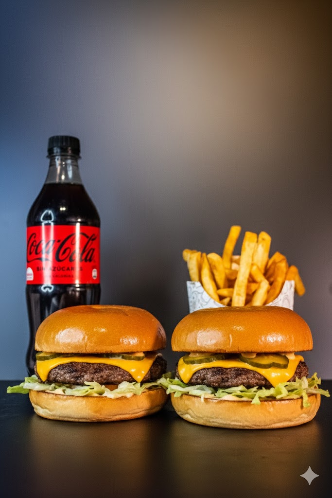 Burger doble x2 + Porción de papas + Bebida 1.5L