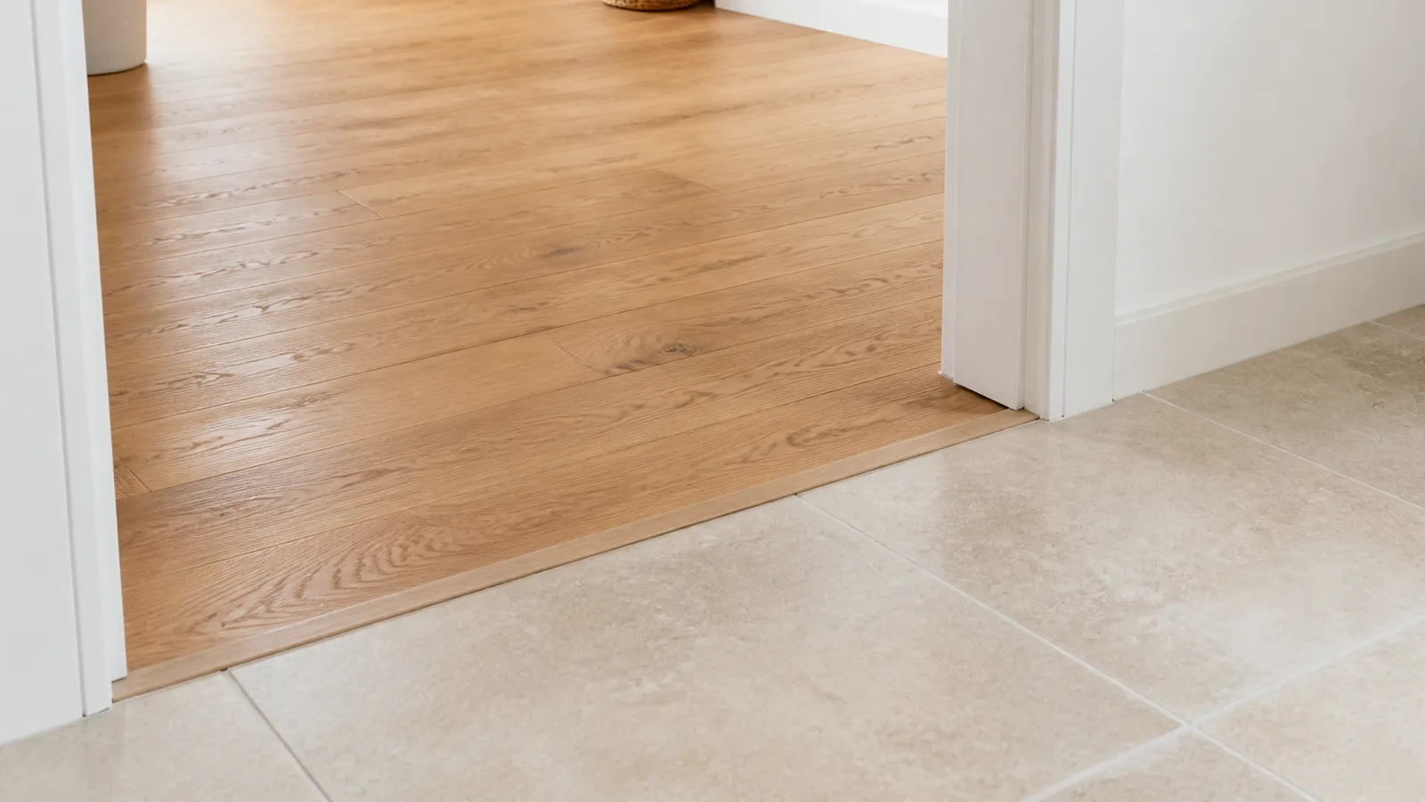 Transition soignée entre un carrelage existant et un parquet
