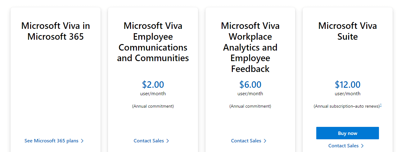 Microsoft Viva pricing plans