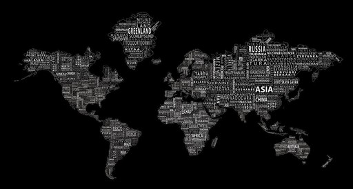 black and white world map