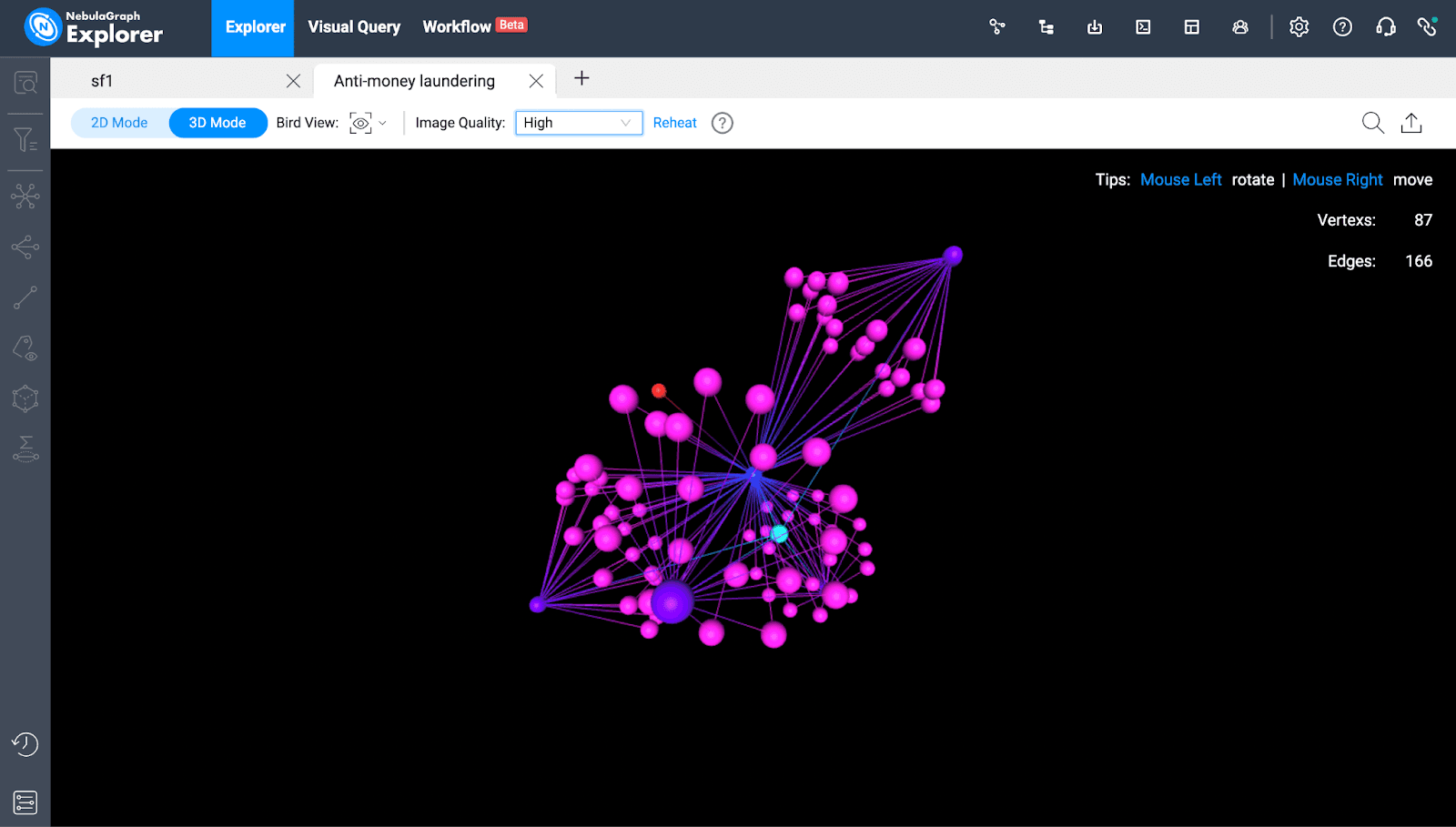 NebulaGraph Explorer:2D/3D mode