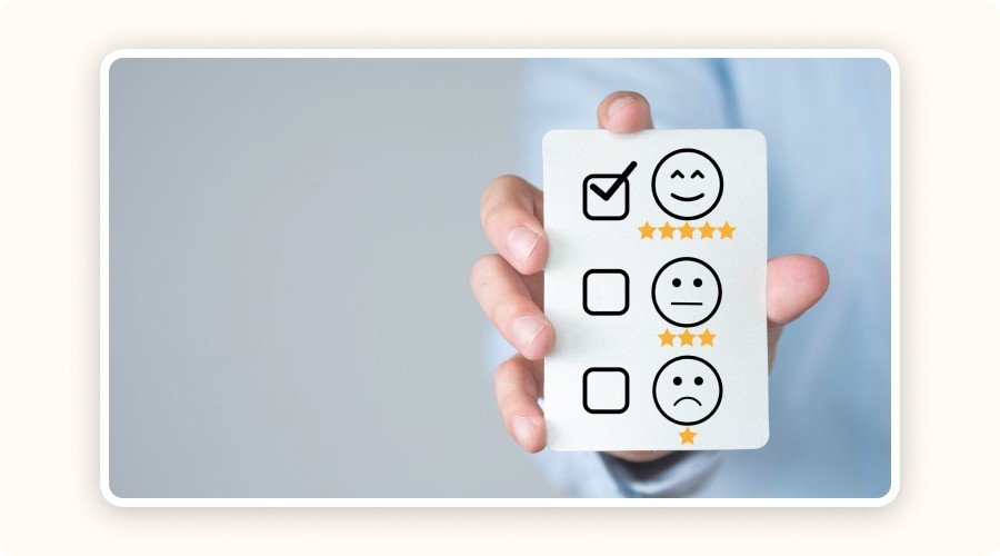 card with customer satisfaction icons