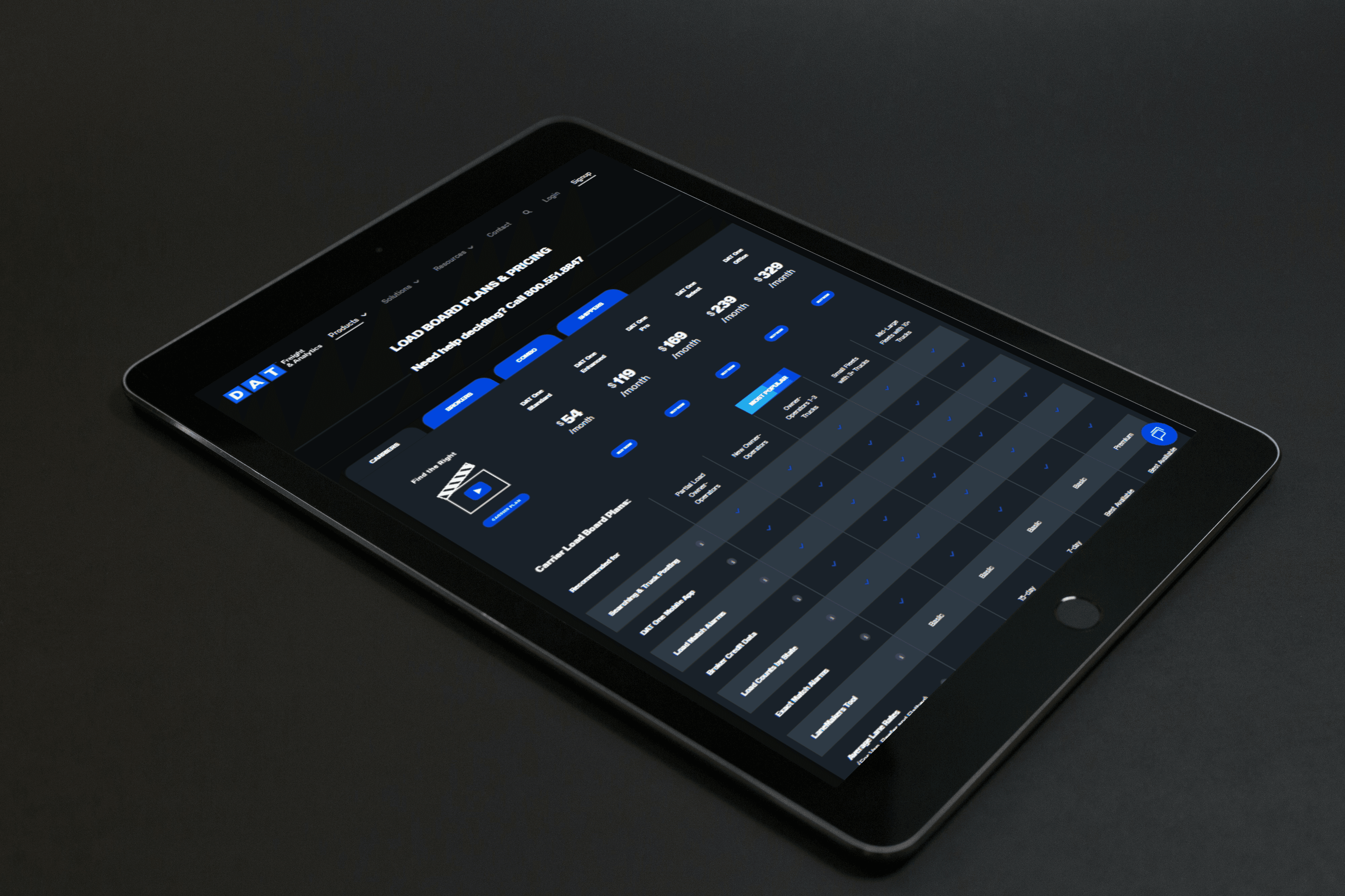 tablet on office desk