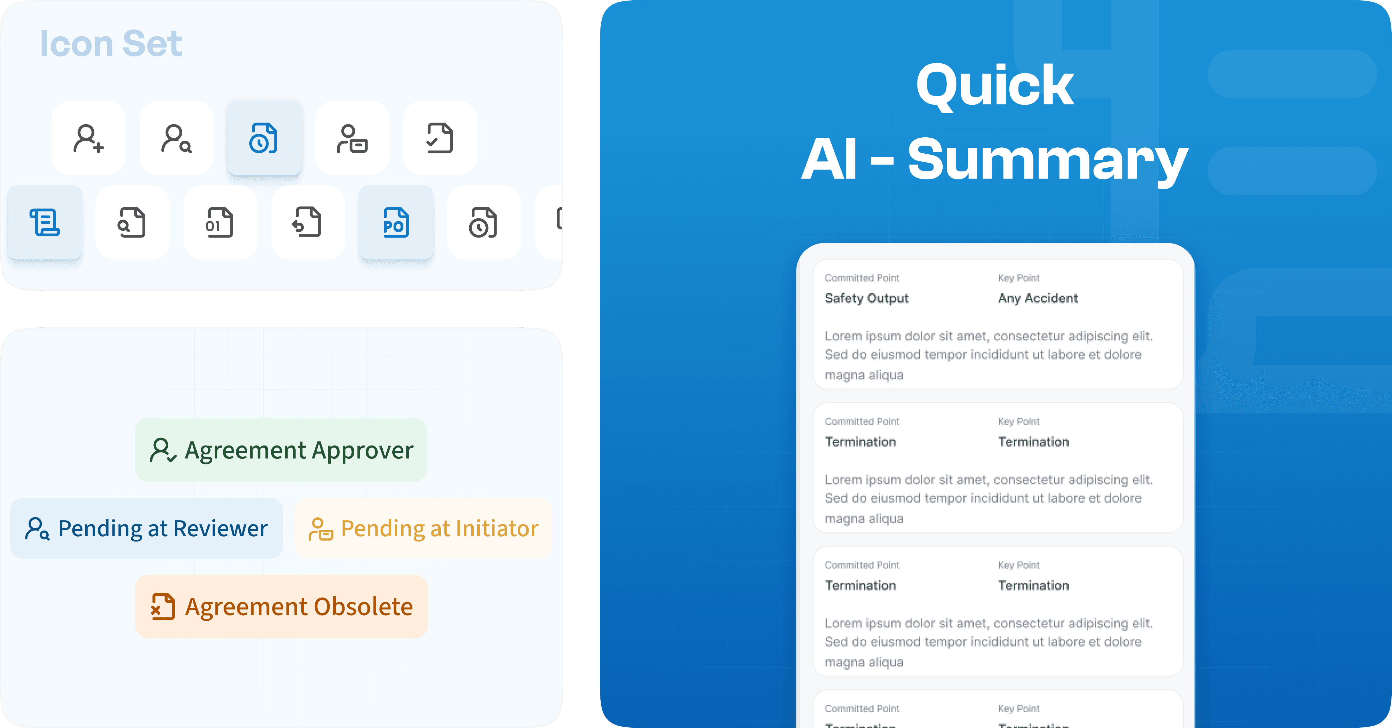 Audree UI Icons sets, Workflow Labels Status & Quick AI Summary