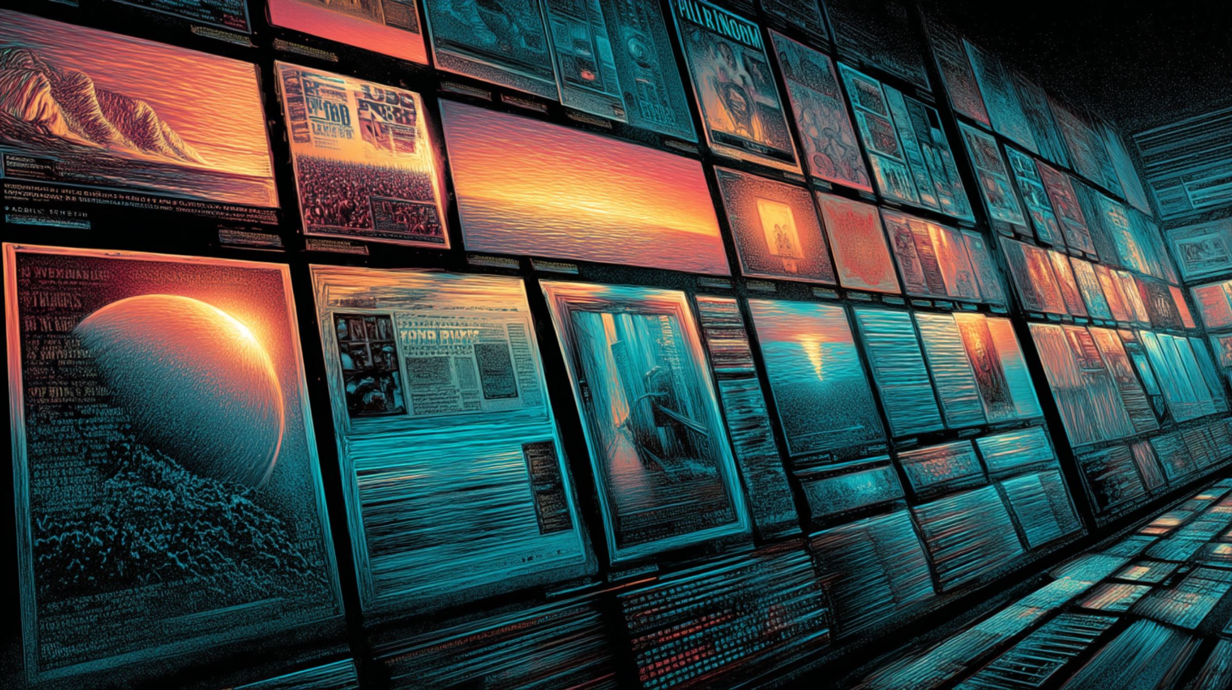 A studio wall filled with evolving design iterations, each slightly different, forming a visual rhythm of refinement.