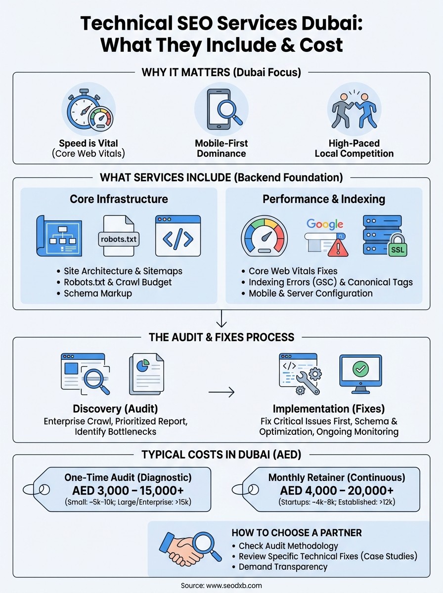 technical seo services dubai infographic