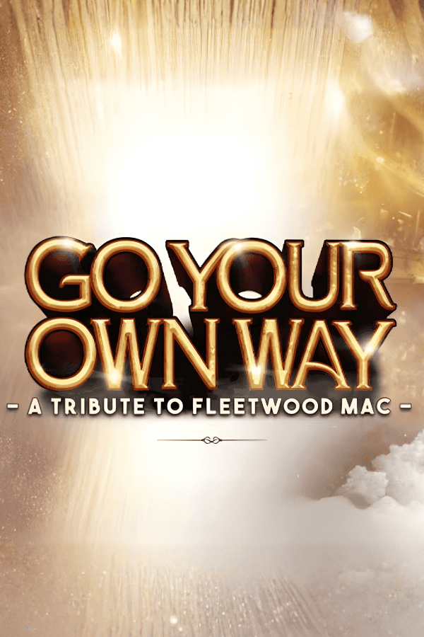 Tribute band on stage with audience, "Go Your Own Way" text.