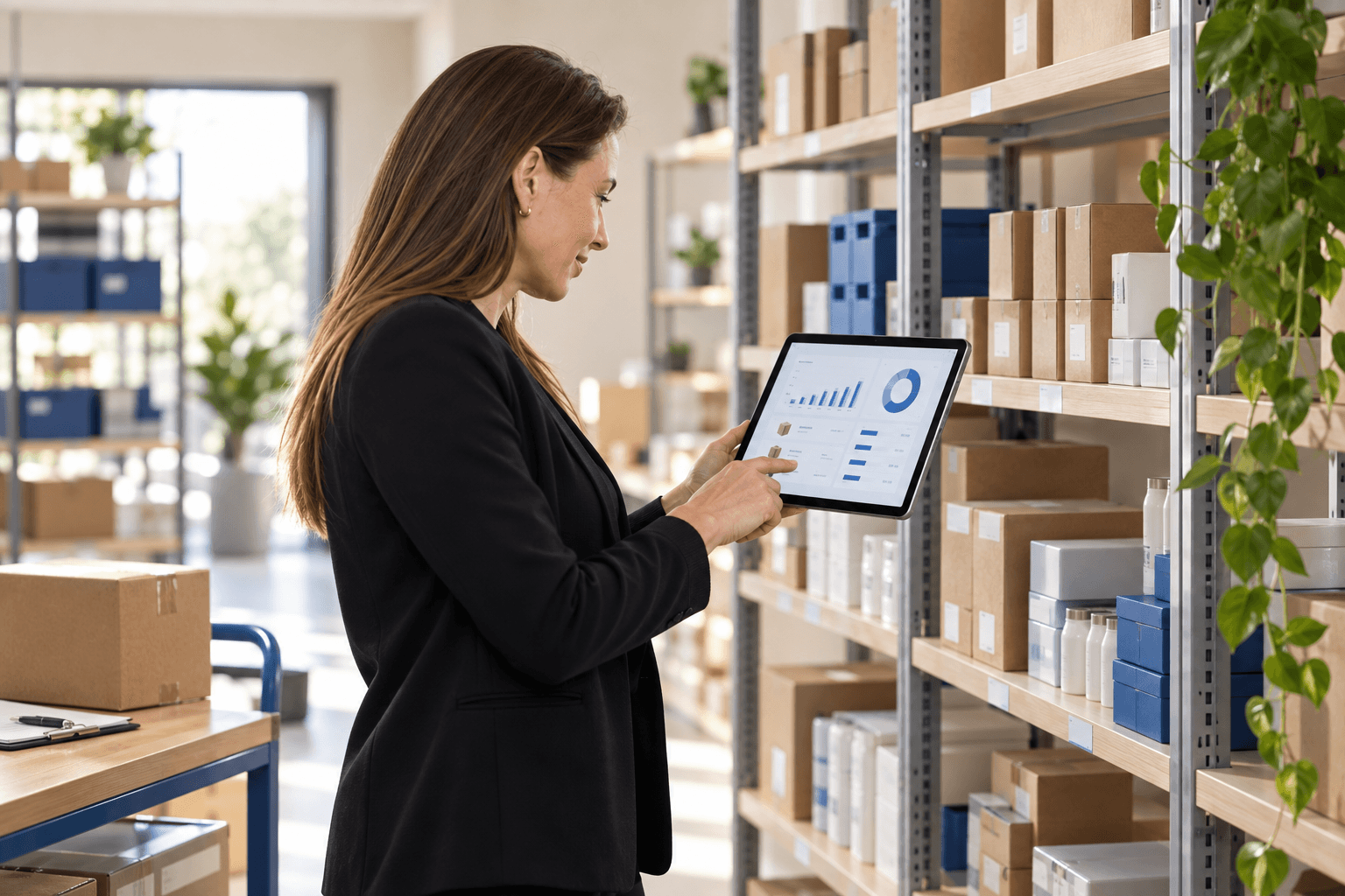 Retail employees using a tablet