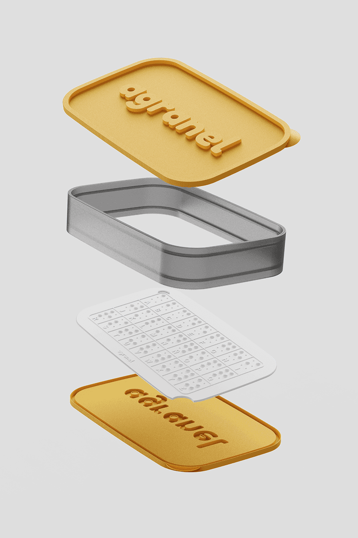 Exploted view of a educational grain container on a white background