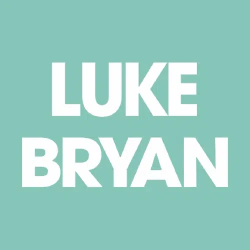 Luke Bryan text on teal background