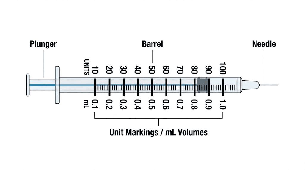 U-100 insulin syringe unit to milliliter conversion guide