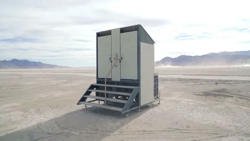 Composting toilet unit installed on the desert playa