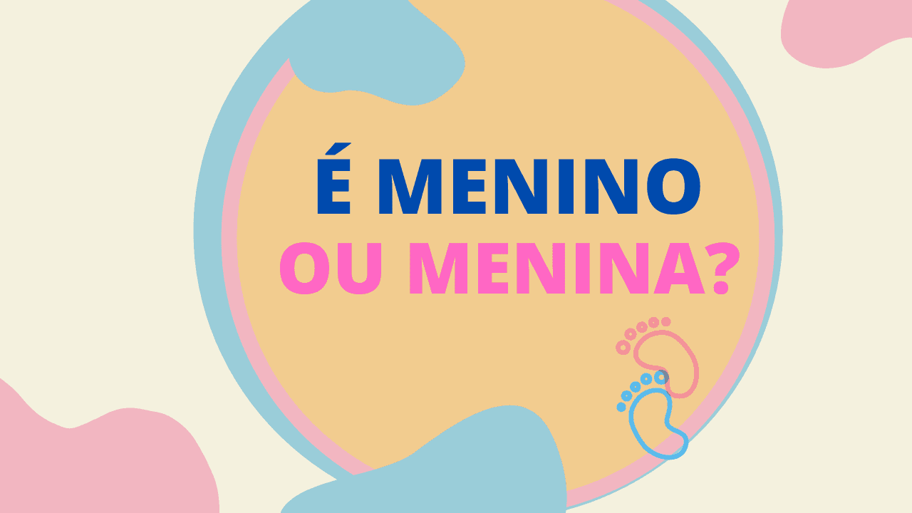 Círculo colorido com a escrita: "é menino ou menina?"