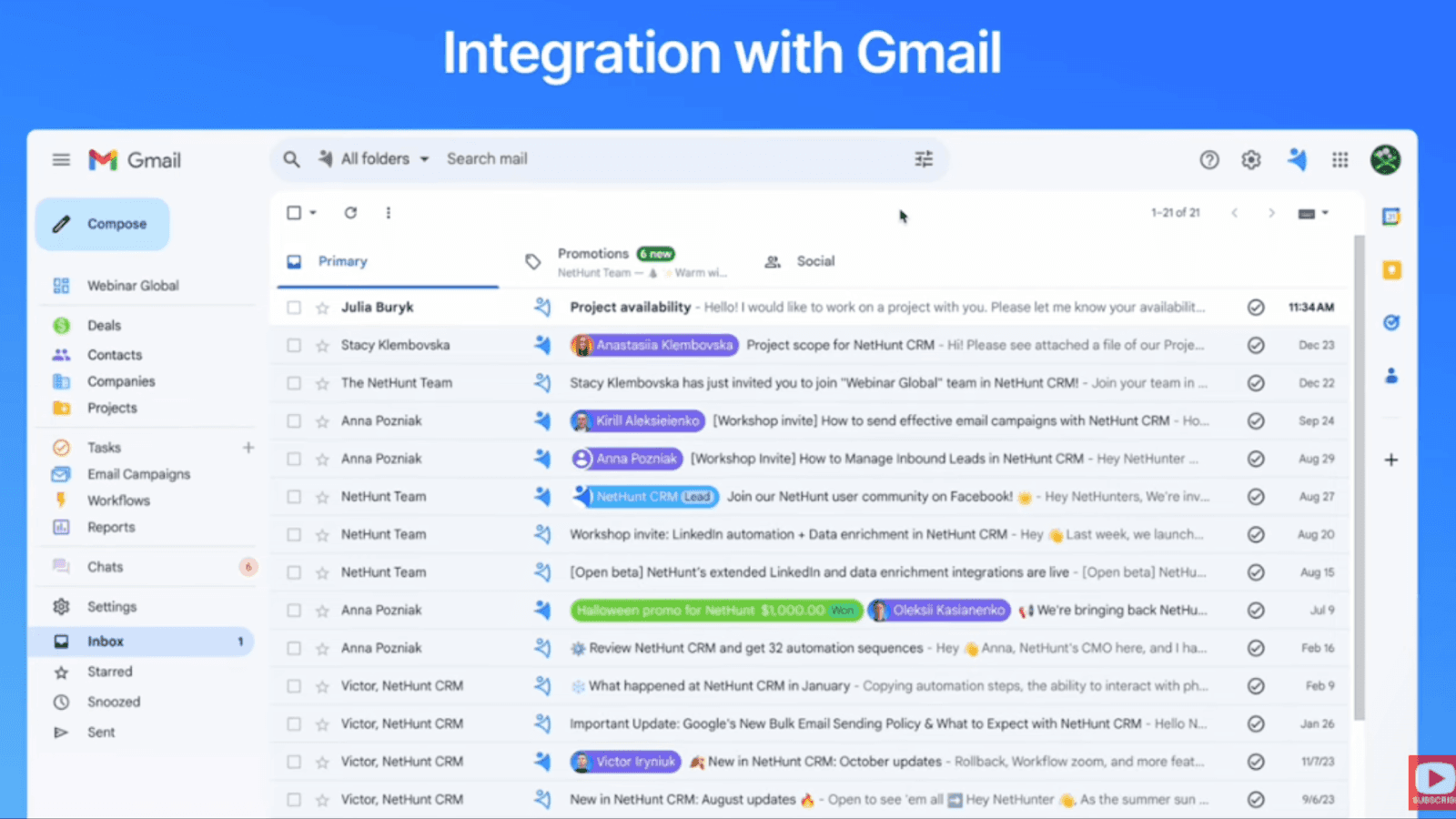 NetHunt CRM with seamless Gmail integration