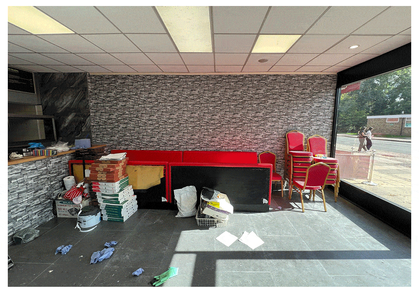 Venue before and after the branding from different angle