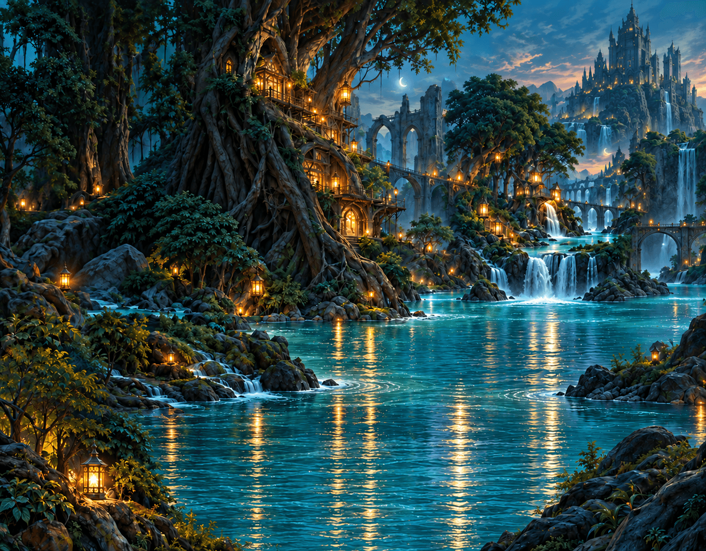 Lantern-lit fantasy world of Aphasia