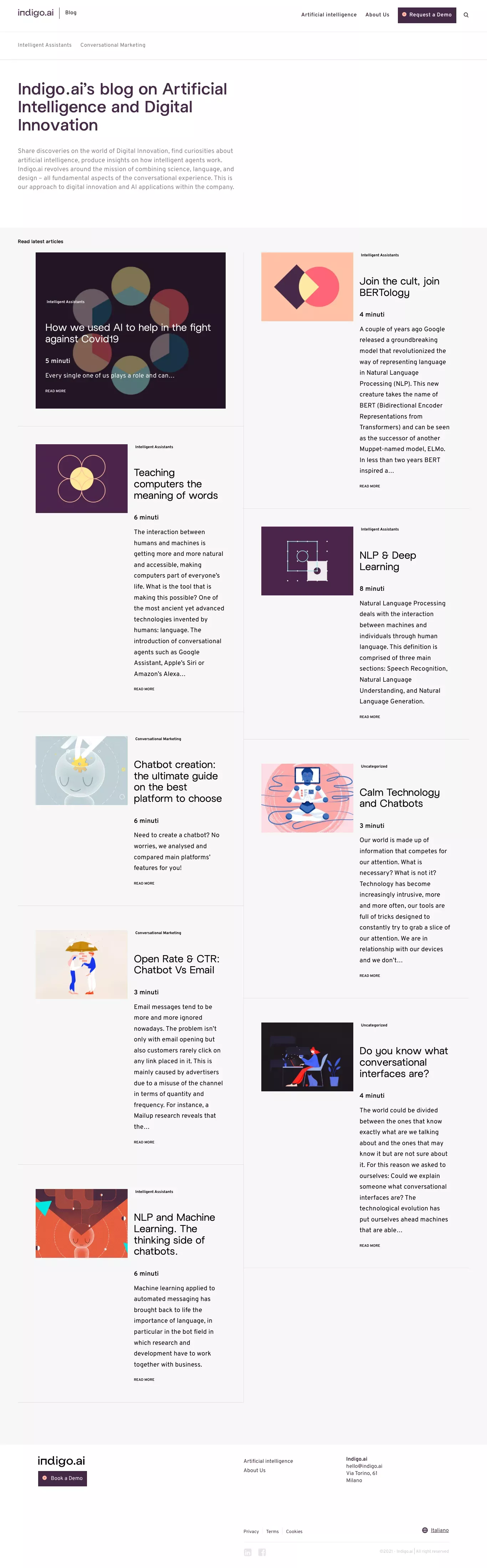 Indigo.ai's blog on Digital Innovation a blog page screenshot showcasing Tech design