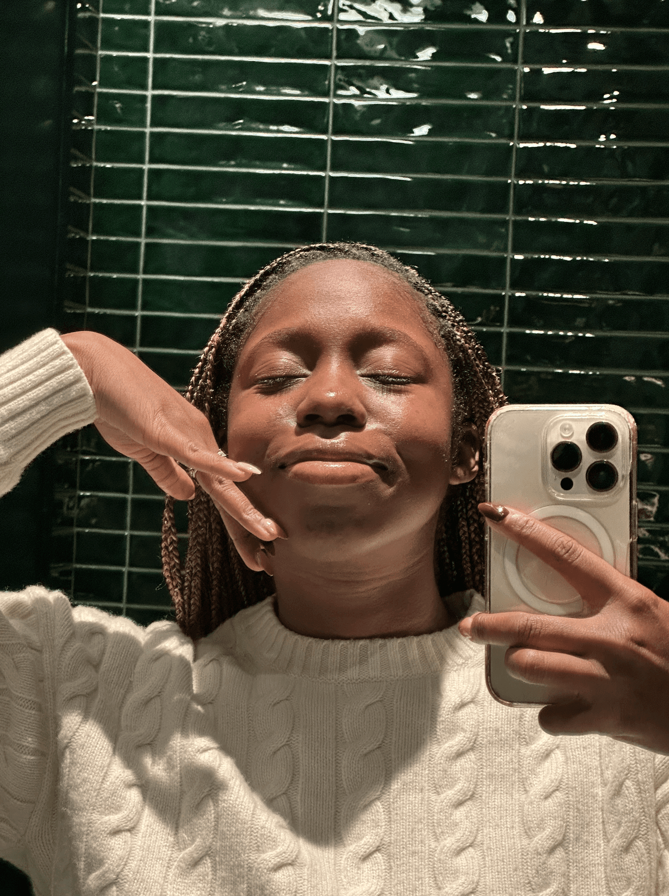 Woman's skin after getting a facial