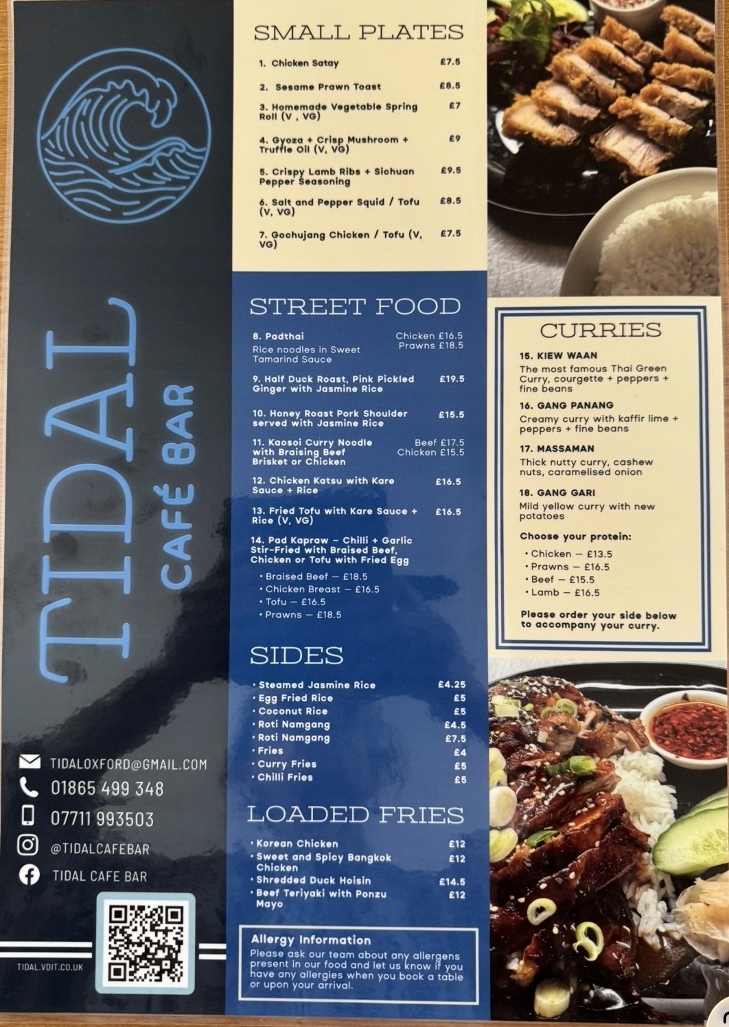 Tidal Café Bar Thai-inspired food menu