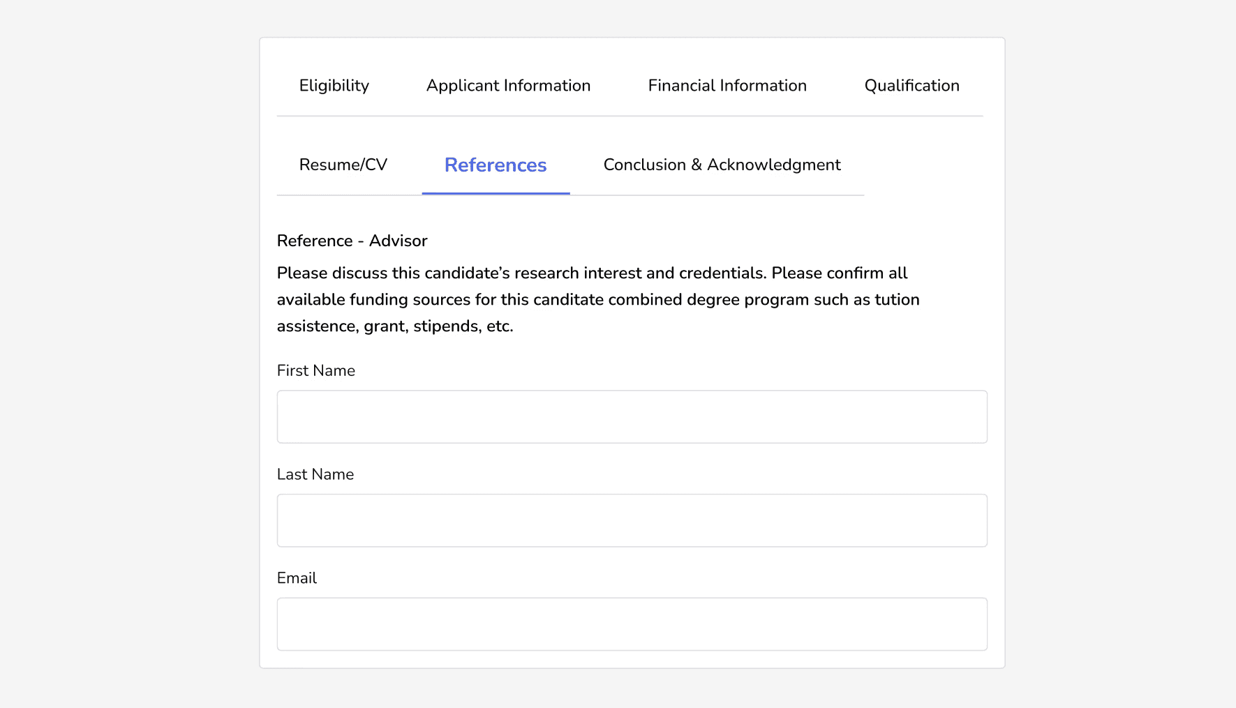 Volunteer applicant profile details placeholder