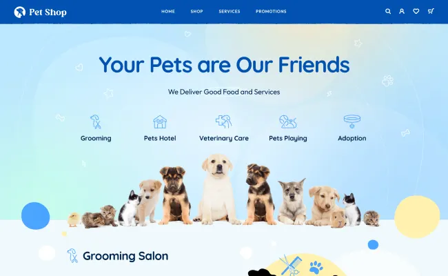 Pet Care Website Design