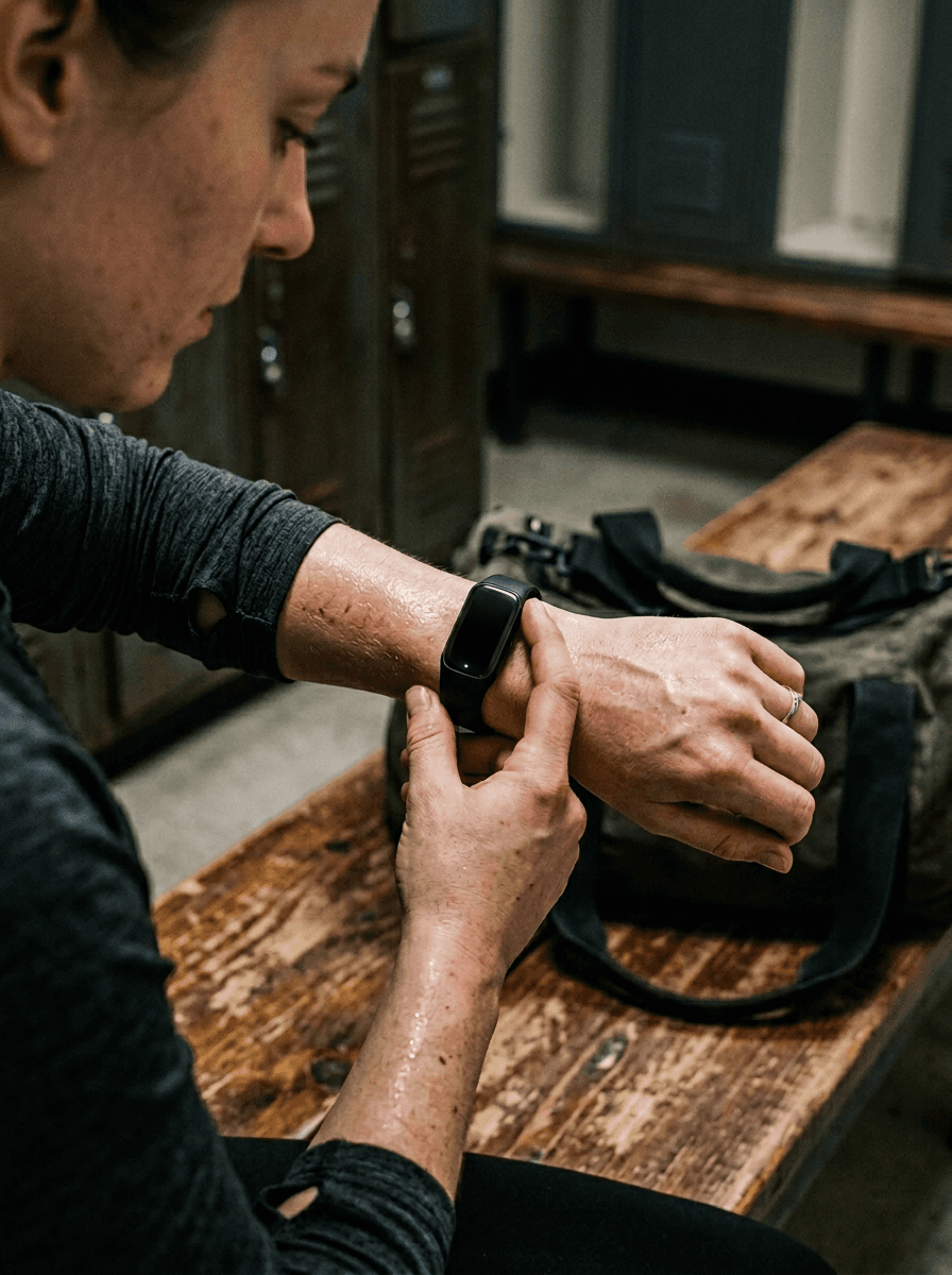 Smiling woman in beige linen outfit standing indoors with plants and books in the background.