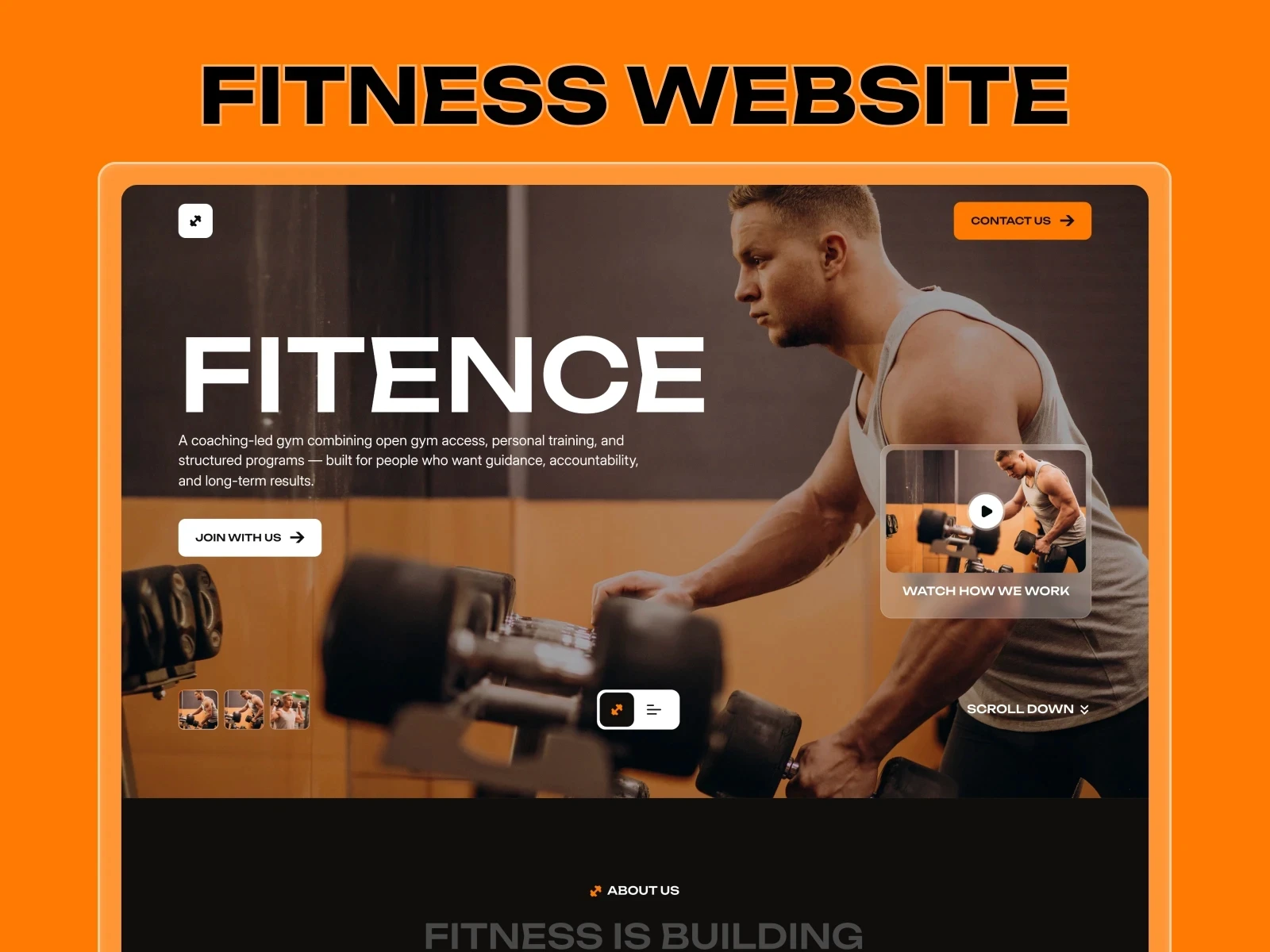 Homepage of the Fitence template