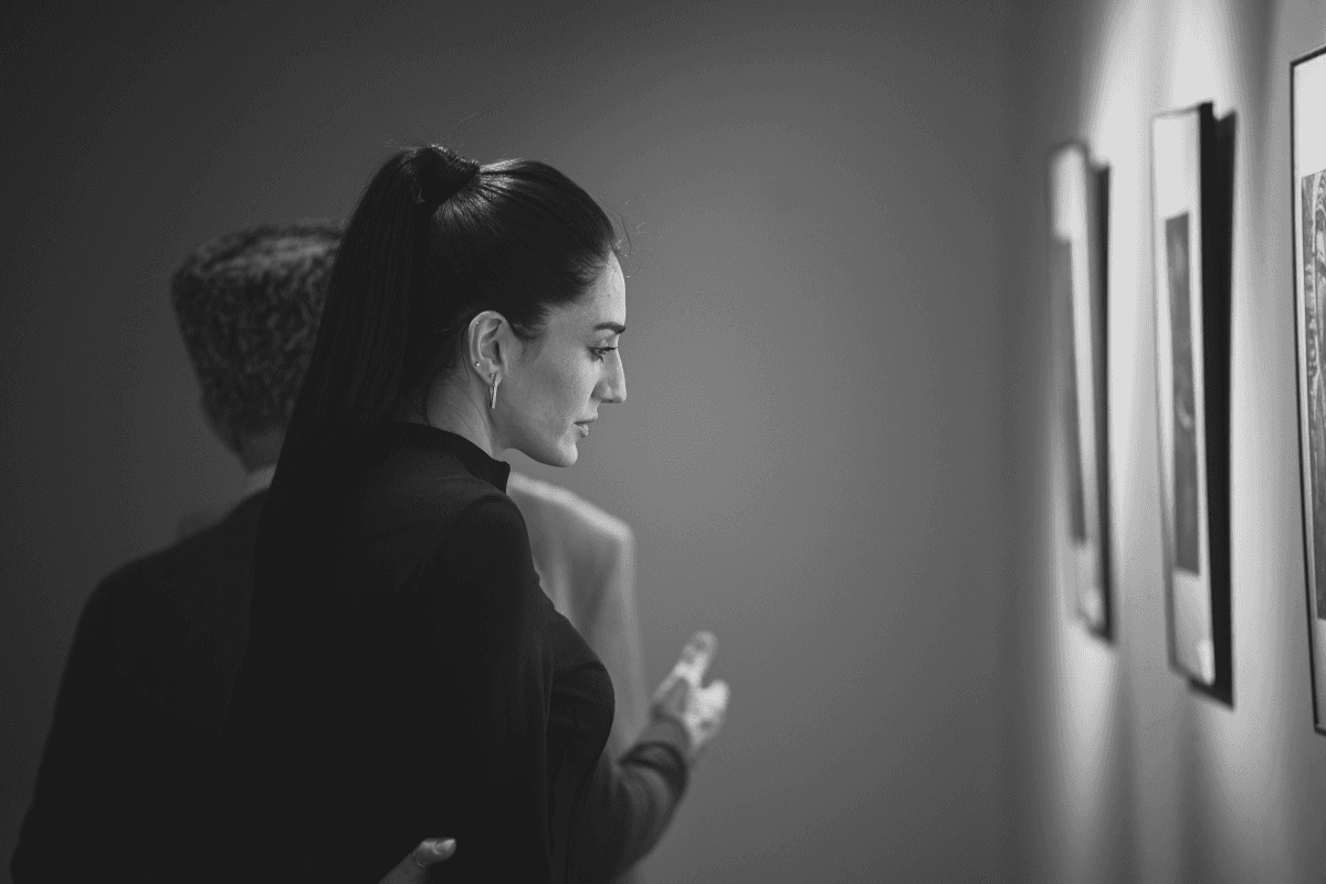 Woman visiting art gallery