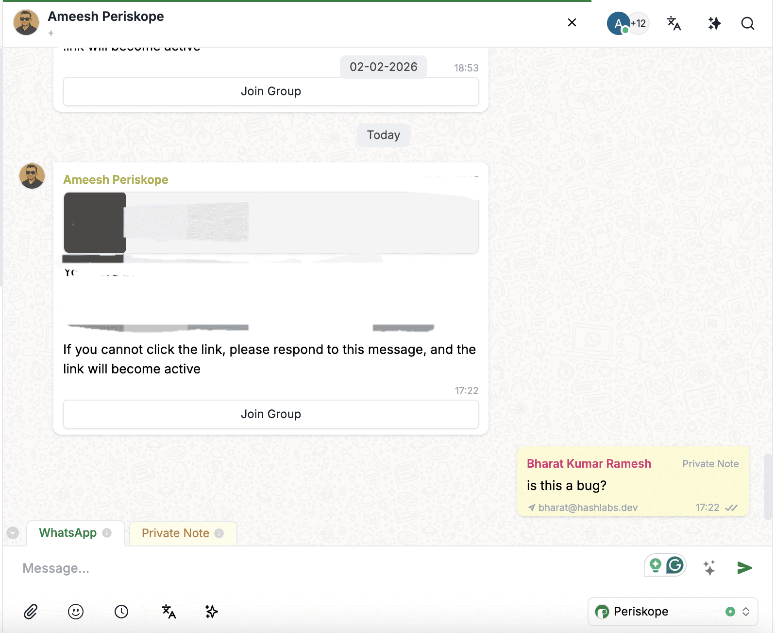 Send private notes to team members