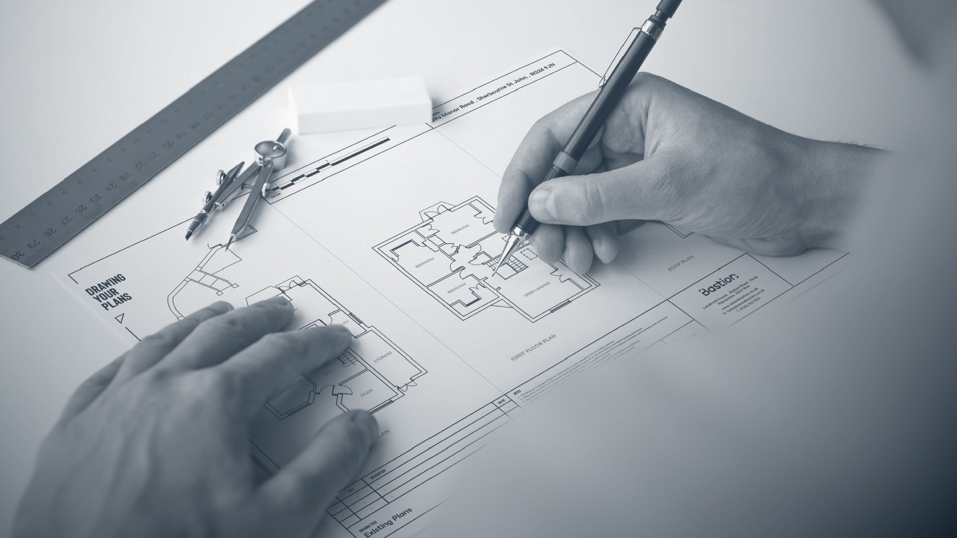 Bastion plan drawing in the studio