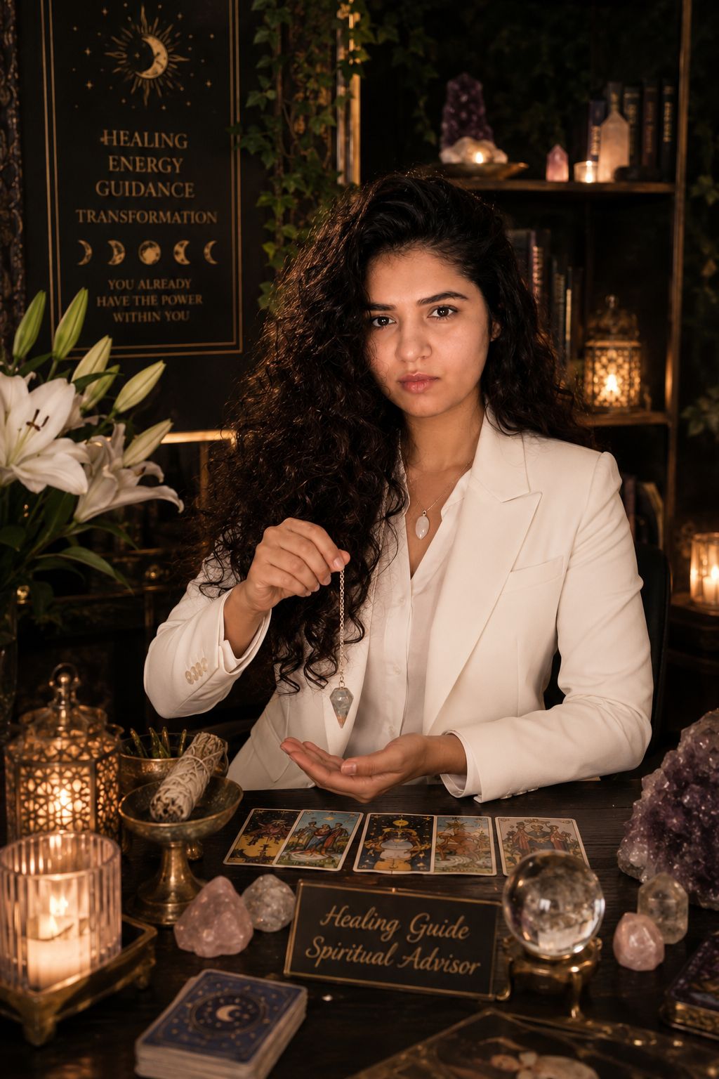 A person with curly hair sits at a desk, working on a laptop in a cozy, well-lit environment.