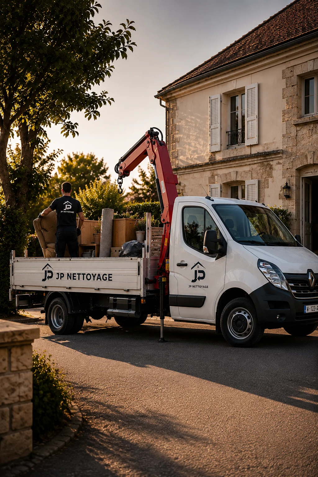 Chargement d'encombrants lors d'un débarras de maison réalisé par JP Nettoyage dans le Puy-de-Dôme.