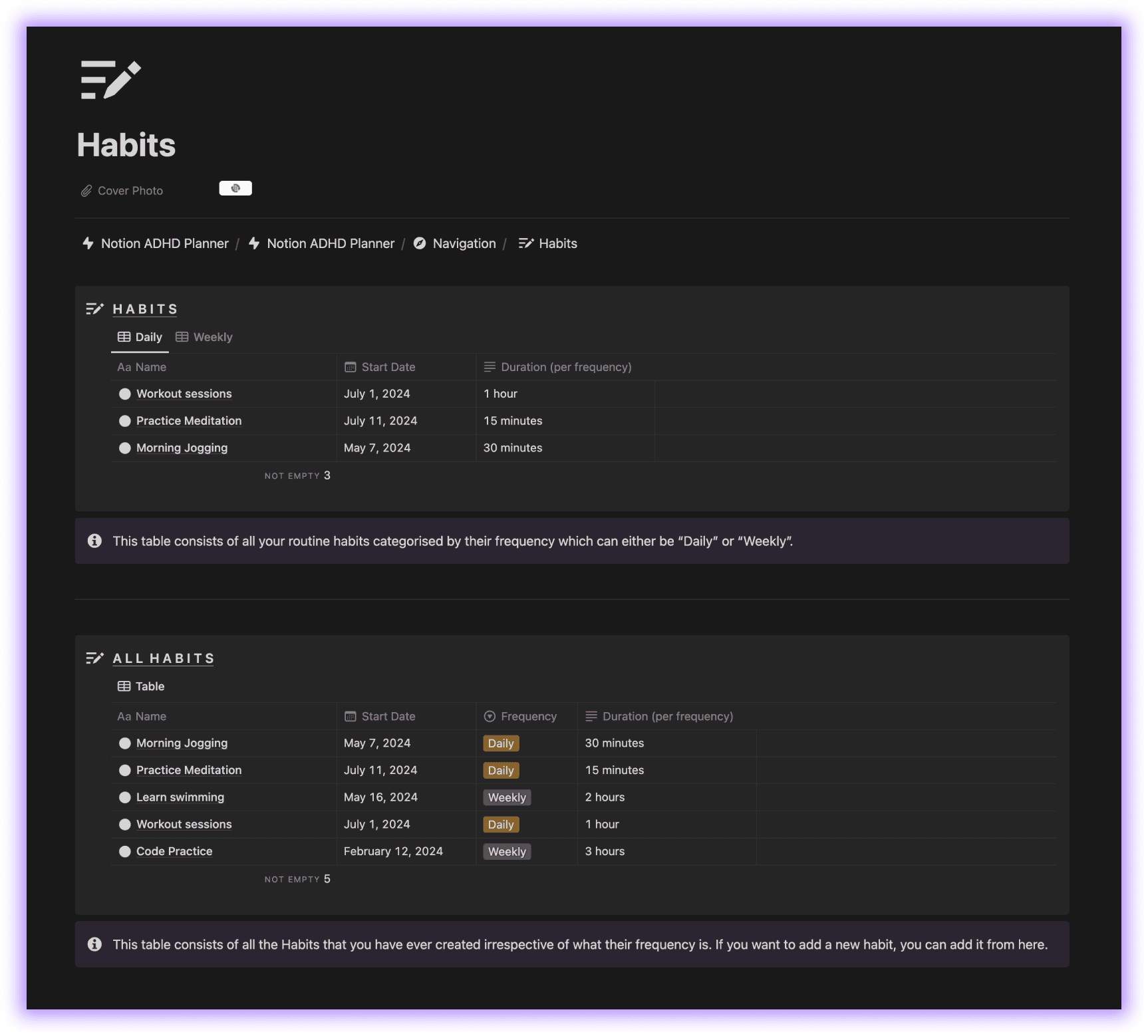 Track and Manage Habits using Notion