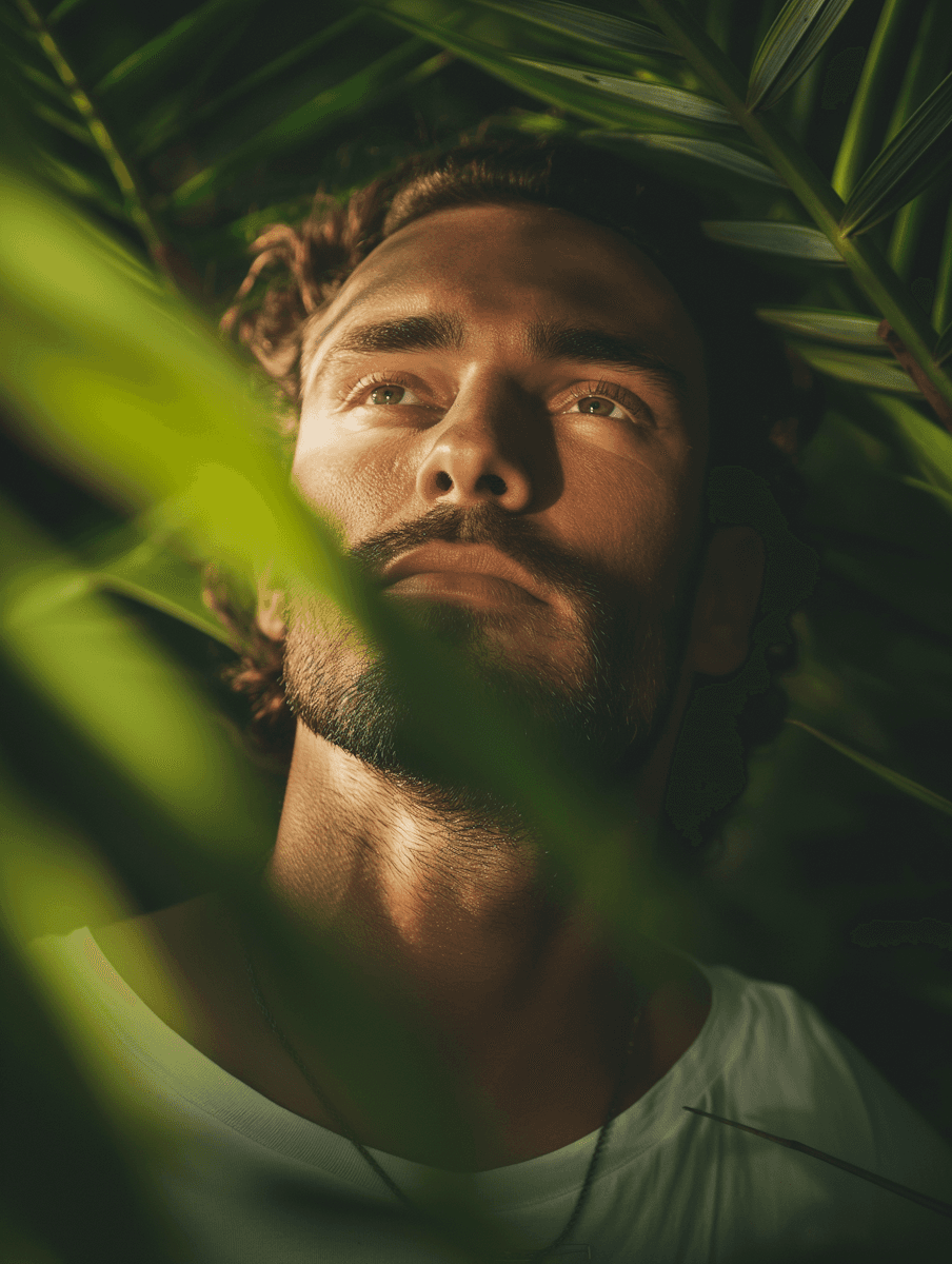 Man enjoying a peaceful moment in nature
