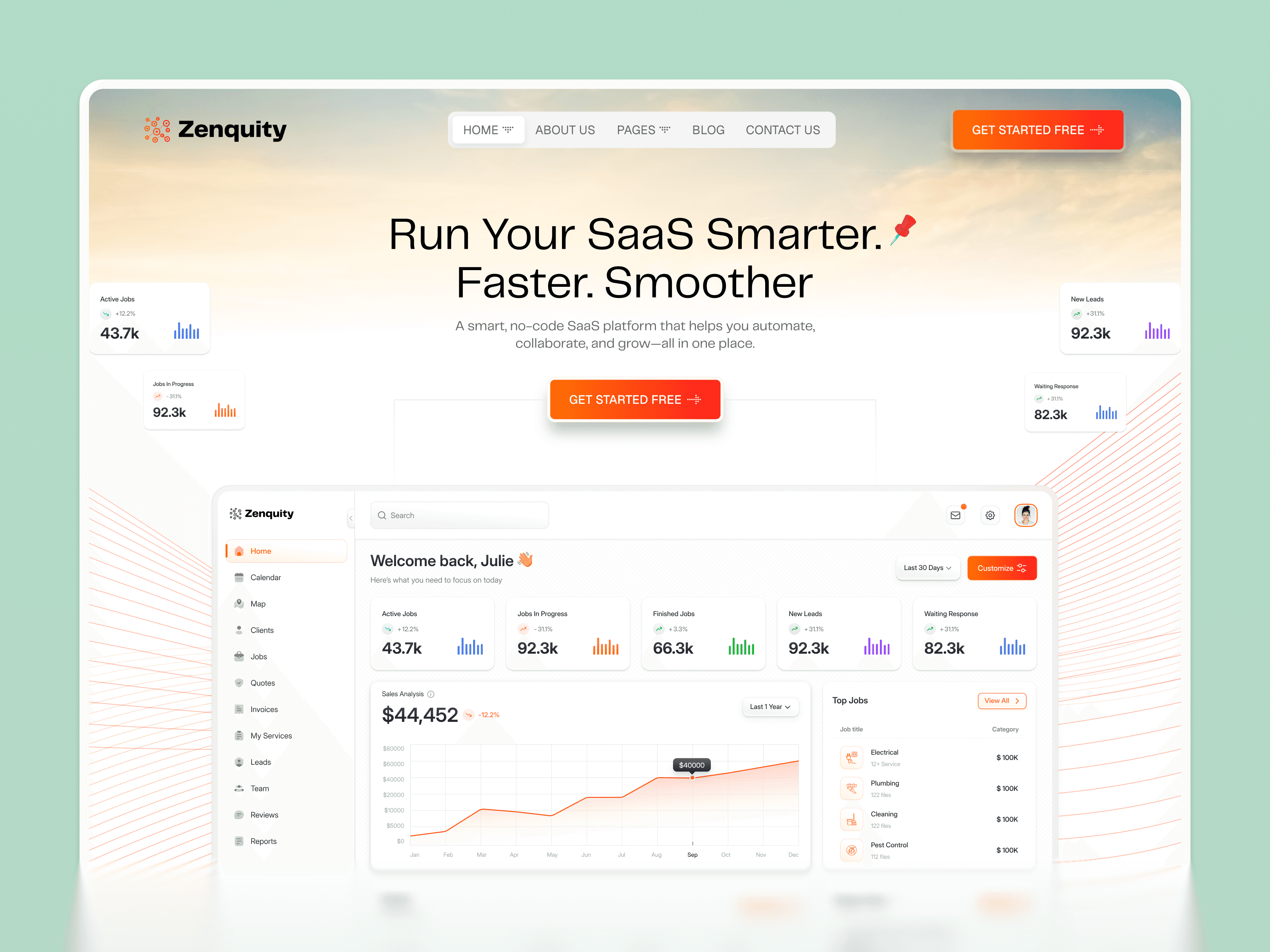 webflow saas startup template