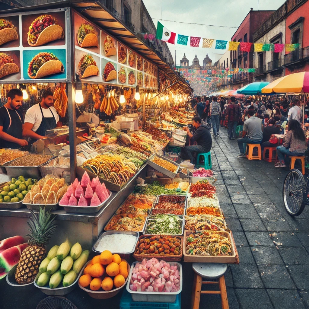 Example card in a Ballpark card sorting study — a Mexican street-food market