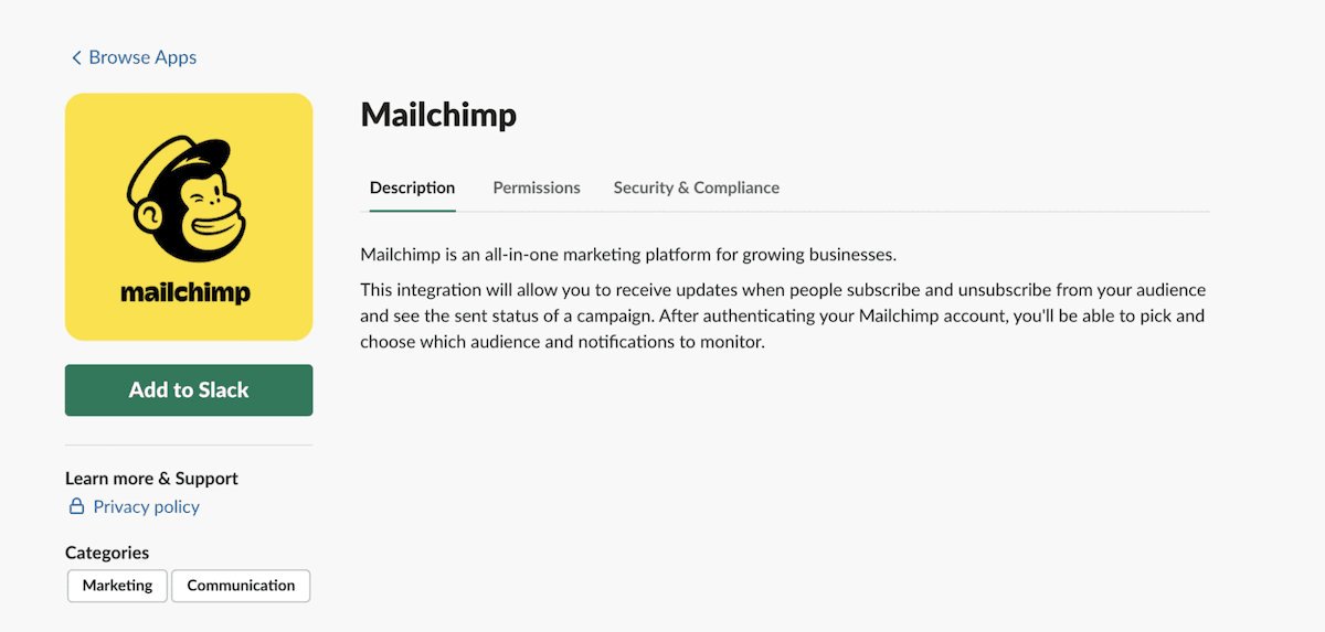 Mailchimp integrations: Slack