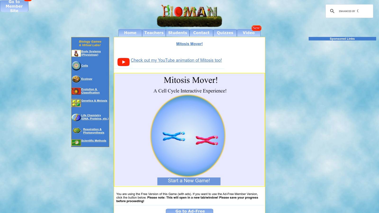 BioMan Biology — Mitosis Mover interactive