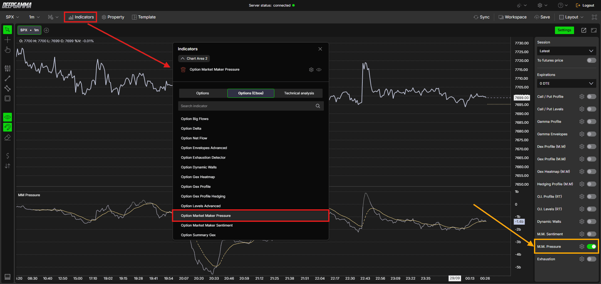 Option Market Maker Pressure - DeepGamma Web. How to Add Option Market Maker Pressure screenshot 2.