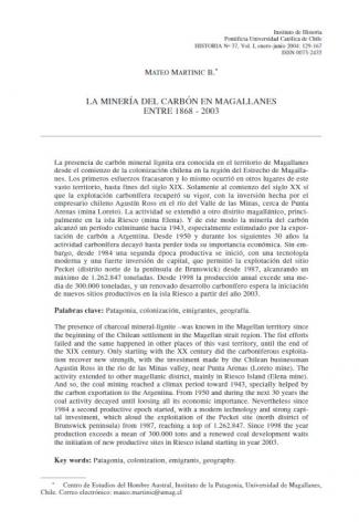 La minería del carbón en Magallanes entre 1868-2003