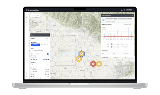 A GIF that shows a mockup of a map zooming into a region where a user clicks through a recreated prototype representative of the shipped version of this product.