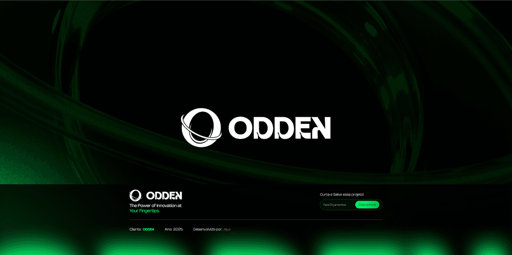 Logo of a brand displayed on a dark green background with abstract patterns.